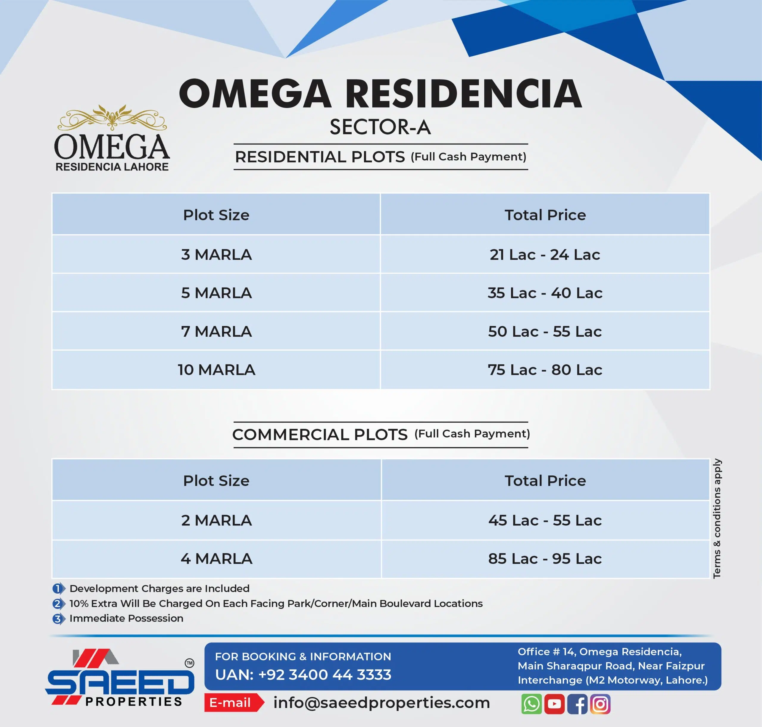 Omega Residencia Payment Plan Sector A